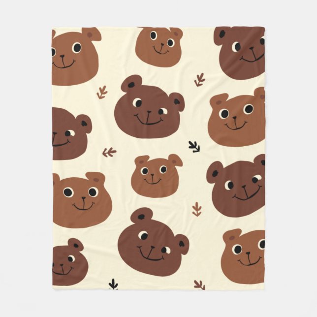 Couverture Polaire Visage drôle d'ours (Devant)