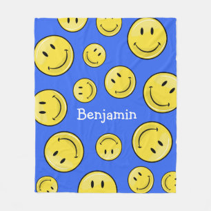 Couverture Polaire Visage heureux jaune classique