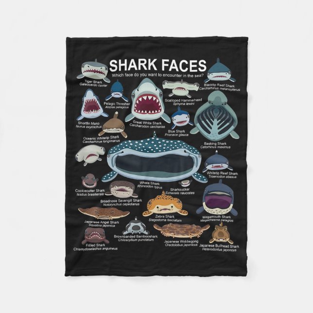 Couverture Polaire Visages de requins auxquels vous voulez participer (Devant)