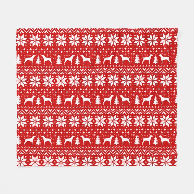 Couverture Polaire Vizsla Chien Silhouettes Noël Vacances Motif (Devant (Horizontal))