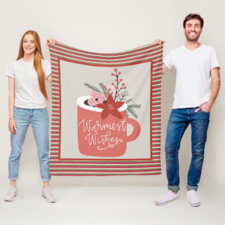 Couverture Polaire Voeux les plus chauds Rustique Retro Floral & Stri