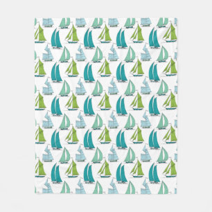 Couverture Polaire Voiliers sur le motif de l'eau