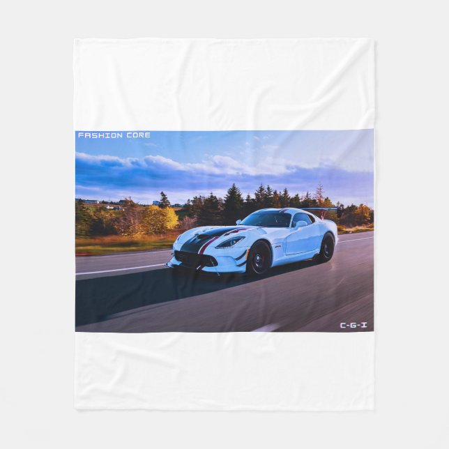 Couverture Polaire voiture de sport blanche Fleece Blanket (Devant)
