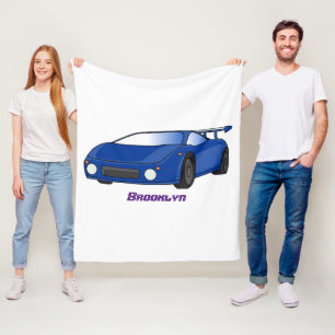 Couverture Polaire Voiture de sport bleue avec illustration airfos