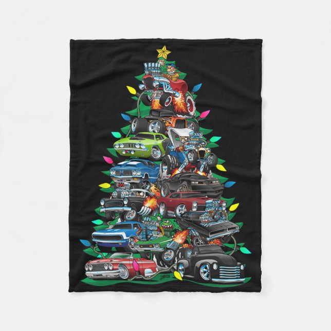 Couverture Polaire Voiture Folie arbre de Noël! Voitures Musculaires  (Devant)