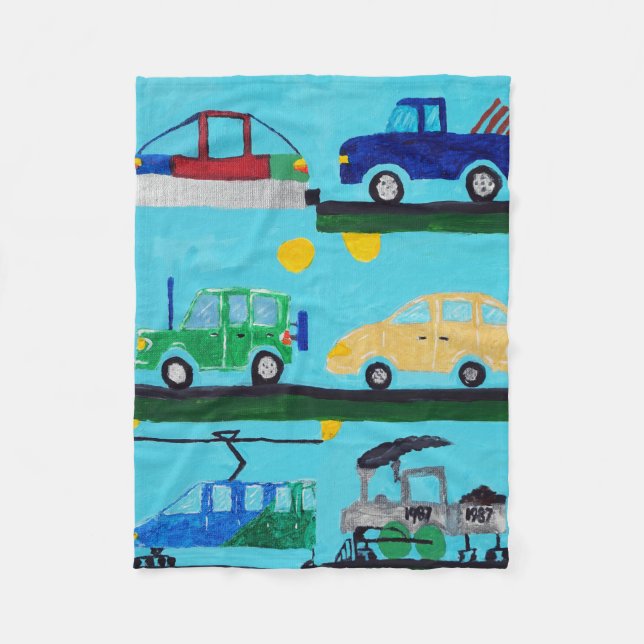 Couverture Polaire Voitures, camions et trains par William (Devant)