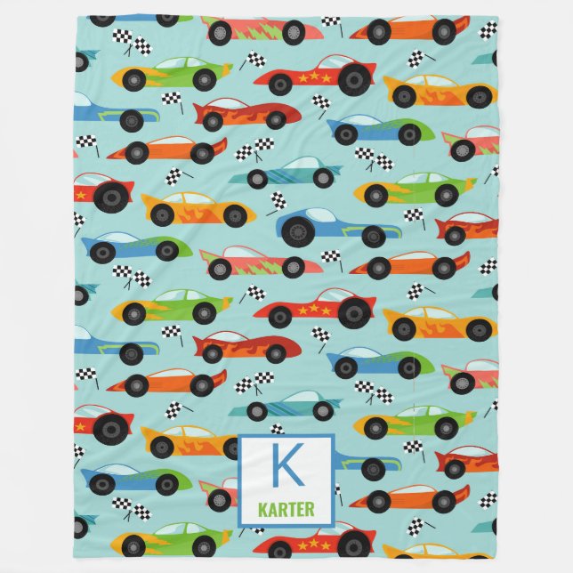 Couverture Polaire Voitures de course cool Enfants personnalisés (Devant)