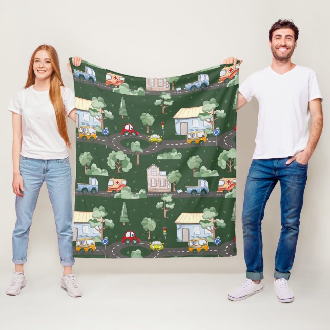 Couverture Polaire Voitures mignonnes en Ville Motif pour Little Boys (En situation)