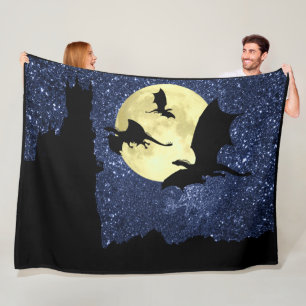 Couverture Polaire Vol de dragon, château de minuit de falaise de