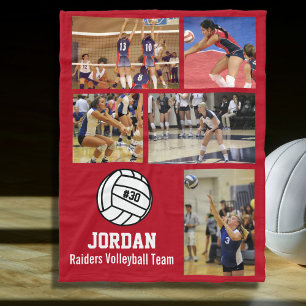 Couverture Polaire Volley-ball personnalisé 5 Photo Collage Nom de l