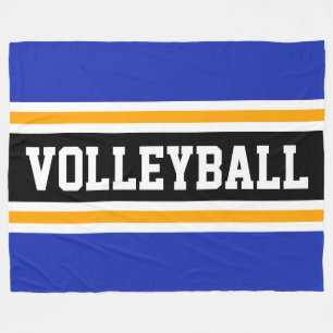 Couverture Polaire VOLLEYBALL Amusant Rayures Noir Orange Bleu Royal
