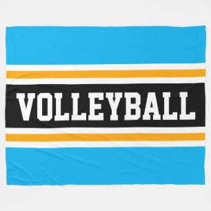 Couverture Polaire VOLLEYBALL ciel clair Bleu Jaune Bande Noire