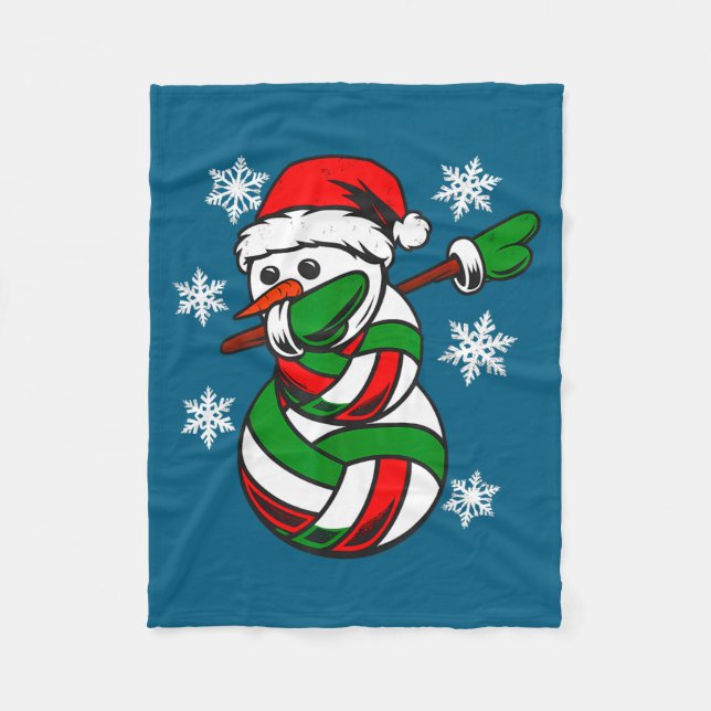 Couverture Polaire Volleyball Santa Hat Snowman Xmas Funny Volleyball (Devant)