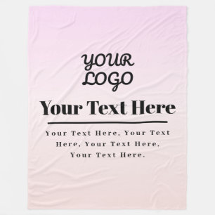 Couverture Polaire Votre logo et texte Ombré rose et pêche