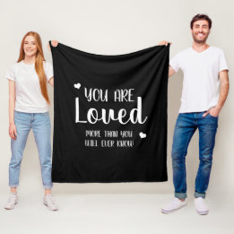 Couverture Polaire Vous êtes aimé coeurs noir blanc rustique campagne