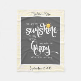Couverture Polaire Vous êtes mon soleil, gris/jaune, personnalisé