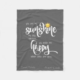 Couverture Polaire Vous êtes mon soleil, gris personnalisé