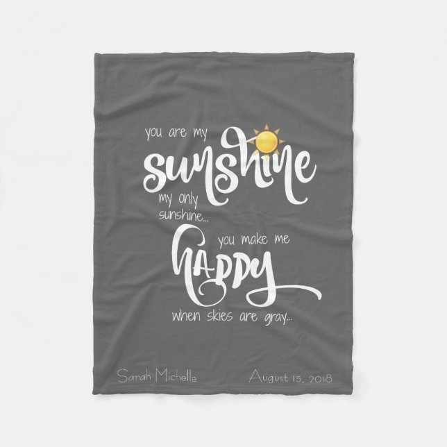 Couverture Polaire Vous êtes mon soleil, gris personnalisé (Devant)