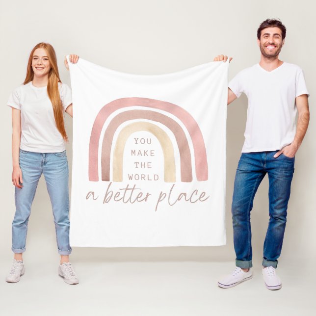 Couverture Polaire Vous Rendre Le Monde Meilleure Blanche En Toison (En situation)