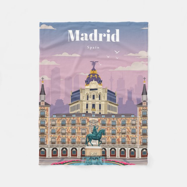 Couverture Polaire Voyage Art Voyage à Madrid Espagne (Devant)