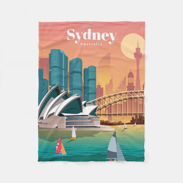 Couverture Polaire Voyage Art Voyage À Sydney Australie (Devant)
