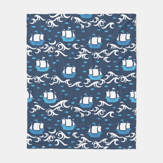 Couverture Polaire Voyage en mer Motif II (Devant)
