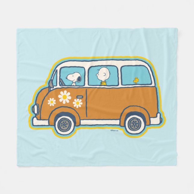 Couverture Polaire Voyage sur route | Peanuts Road Trip Van (Devant (Horizontal))