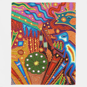 Couverture Polaire Voyage tribal maya mexicain de Boho d'art d'Oaxaca