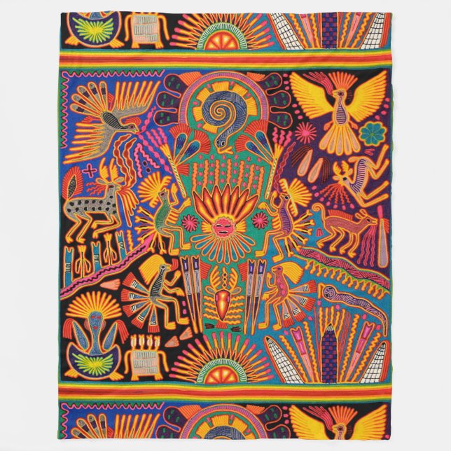 Couverture Polaire Voyage tribal maya mexicain de Boho d'art d'Oaxaca (Devant)