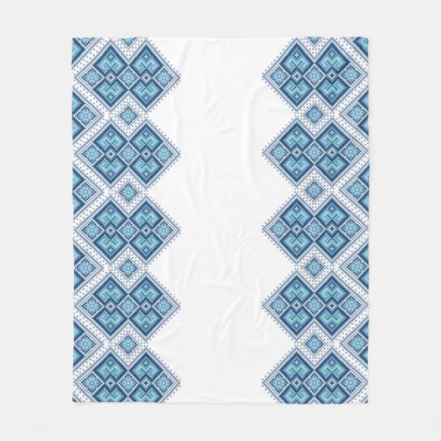 Couverture Polaire Vyshyvanka bleu ukrainien broderie (Devant)