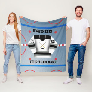 Couverture Polaire W noir Rink de hockey sur glace gris Joueur Jers