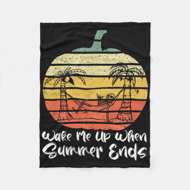 Couverture Polaire Wake Me Up When Summer Ends Funny Skeleton Hallowe (Devant)