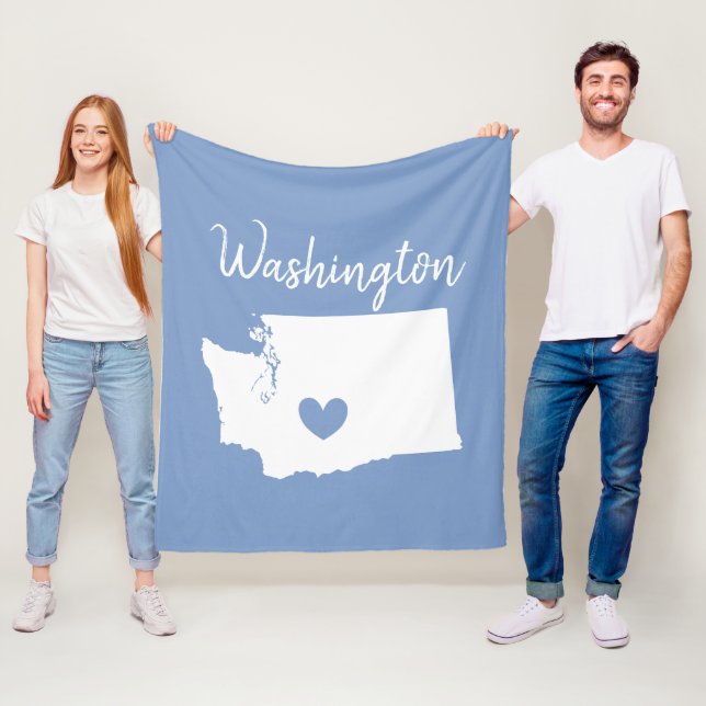 Couverture Polaire Washington home carte d'état amour coeur (En situation)