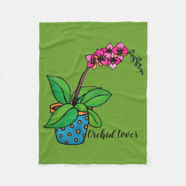 Couverture Polaire Watercolor Orchid Plant (Devant)