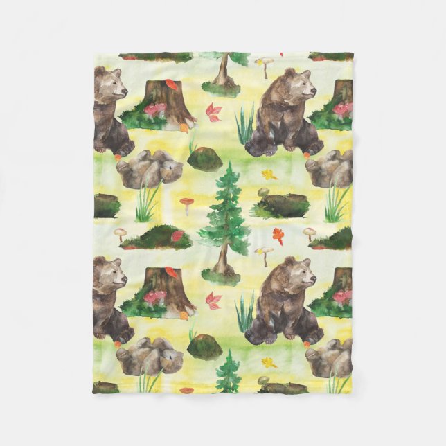 Couverture Polaire Watercolor Woodland (Devant)