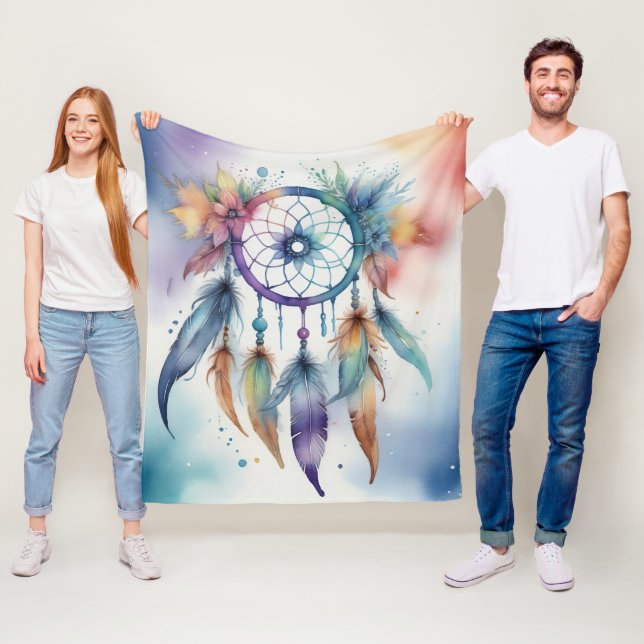 Couverture Polaire Watercolors dreamcatcher (En situation)