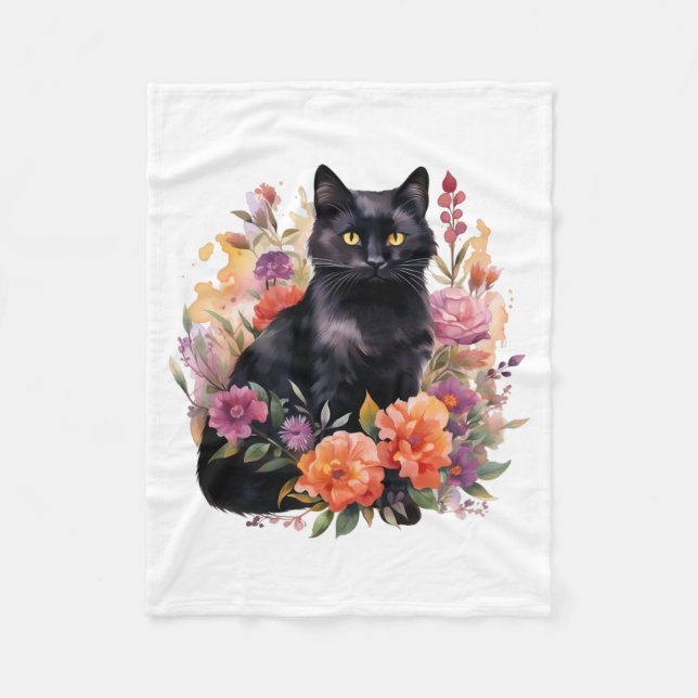 Couverture Polaire Watercolour Black Cat (Devant)