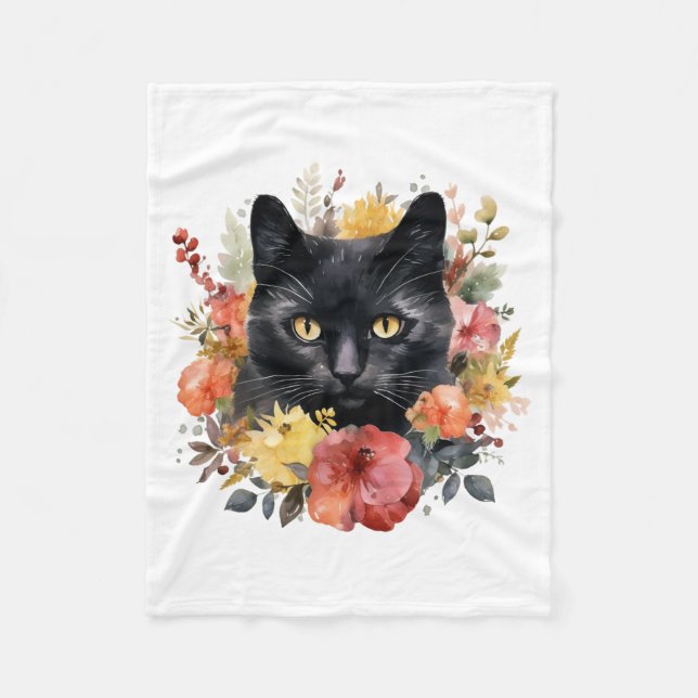 Couverture Polaire Watercolour Black Cat (Devant)