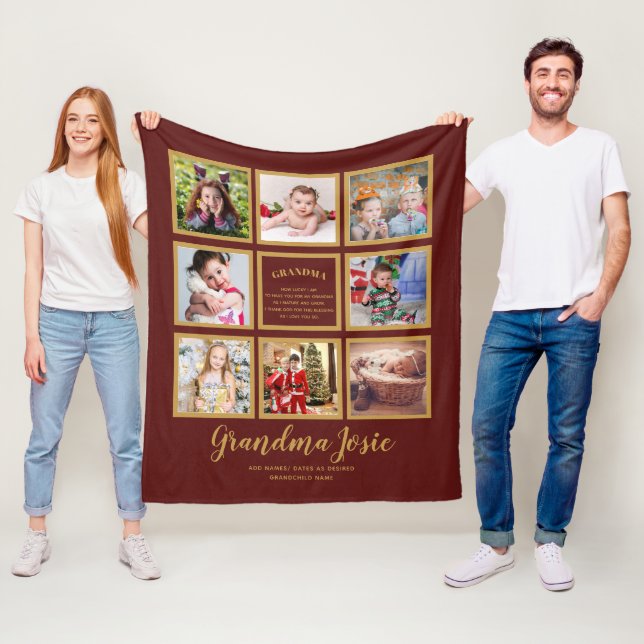 Couverture Polaire We Love Grandma Photo Collage Personnalisé (En situation)