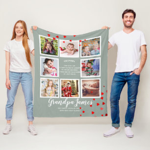 Couverture Polaire We LOVE GRANDPA POEM - Photo Collage Petits-enfant