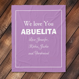 Couverture Polaire "We Love You ABUELITA" Personnalisé Mauve