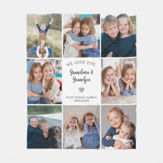 Couverture Polaire We Love You Grand-parents Photo Collage Modern