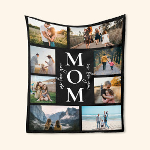 Couverture Polaire We Love You Mom Custom Photo Collage Fête des mère