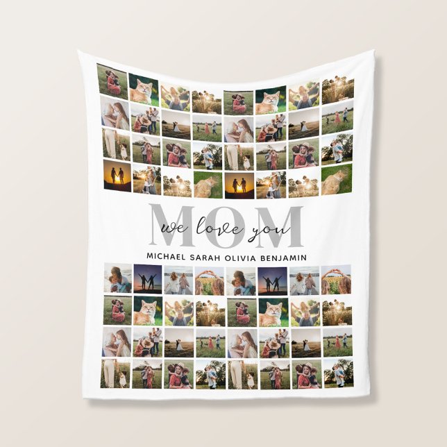 Couverture Polaire We Love You Mom Personnalisé 64 Photo Collage (Créateur téléchargé)