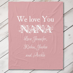 Couverture Polaire 'We Love You Nana' Élégant nom de script rose doux