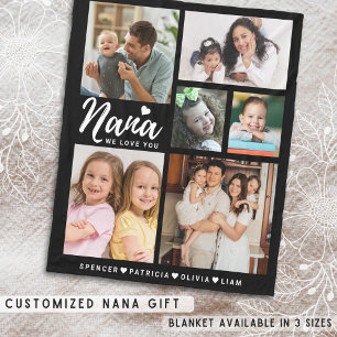 Couverture Polaire We Love You Nana Grandkids Names 6 Photo Collage