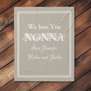 Couverture Polaire "We Love You NONNA" Beige personnalisé
