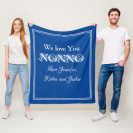 Couverture Polaire "We Love You NONNO" Personnalisé Bleu Et Blanc