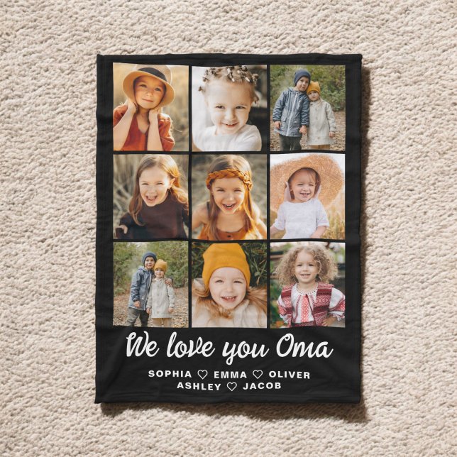 Couverture Polaire We Love You Oma Family Modern Photo Collage (Créateur téléchargé)