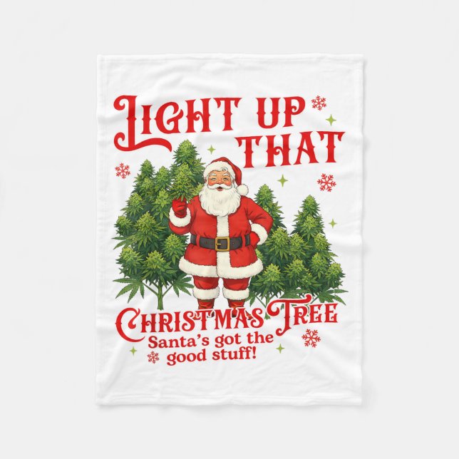 Couverture Polaire Weed Lover Smoking Light Up Christmas Tree  (Devant)